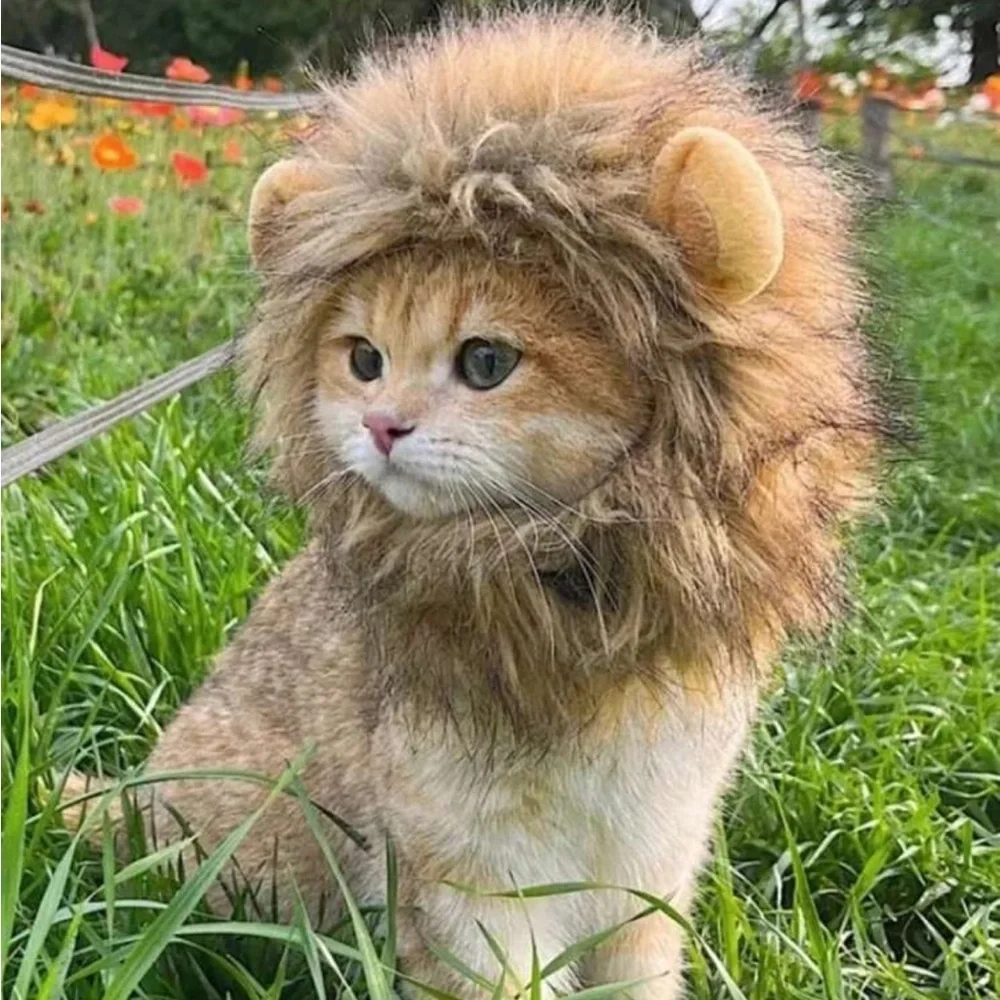 1pc Furry Lion Mane Wig For Cats & Dogs Funny Pet Costume Accessory